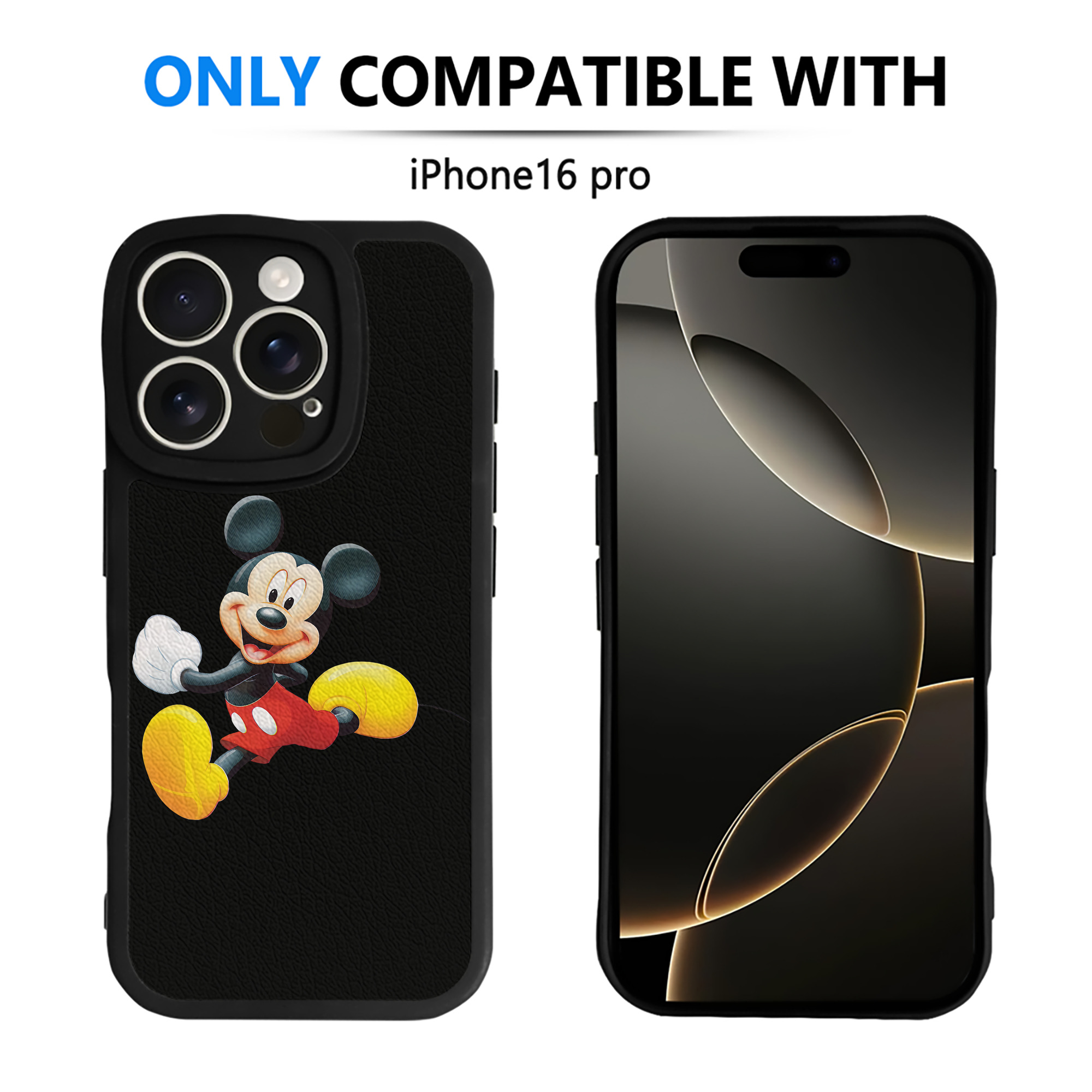 （画像用） ミッキーマウス Mickey Mouse 【iPhone 16シリーズ対応】シリコンスマホケース（レザー調） 材質：シリコン